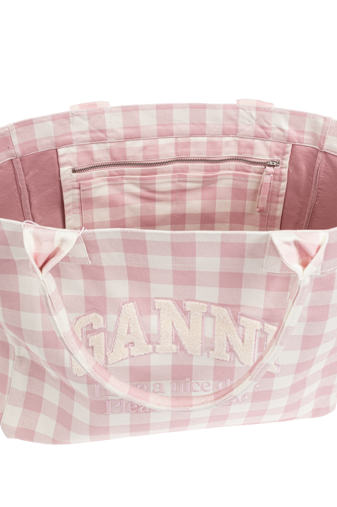 Ganni ■Large Easy Shopper Vichy - Light Pink Pink